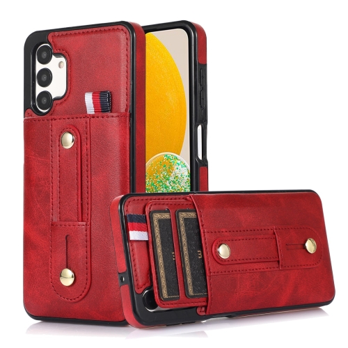 

For Samsung Galaxy A13 5G / 4G Wristband Kickstand Wallet Leather Phone Case(Red)