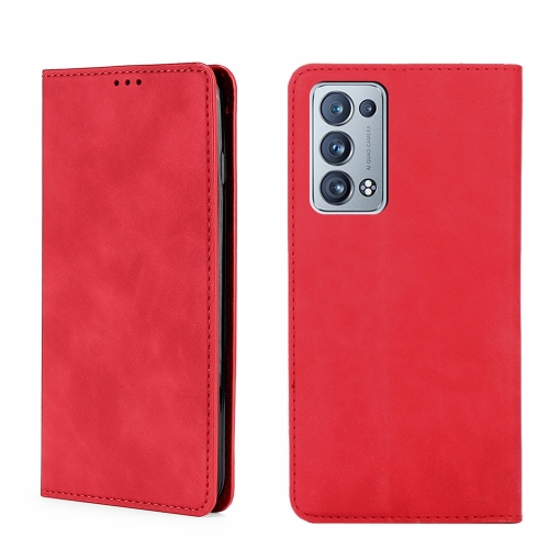 

For OPPO Reno6 Pro+ 5G Skin Feel Magnetic Horizontal Flip Leather Phone Case(Red)