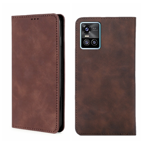 

For vivo S10/S10 Pro Skin Feel Magnetic Horizontal Flip Leather Phone Case(Dark Brown)