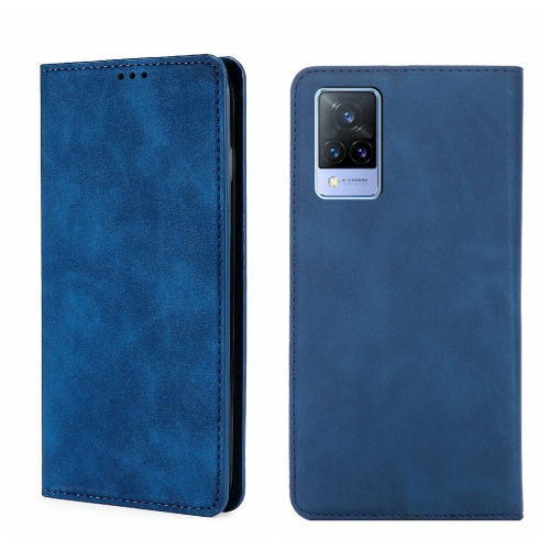 

For vivo V21 4G/5G Skin Feel Magnetic Horizontal Flip Leather Phone Case(Blue)