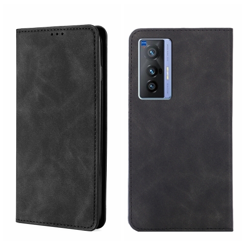 

For vivo X70 Skin Feel Magnetic Horizontal Flip Leather Phone Case(Black)