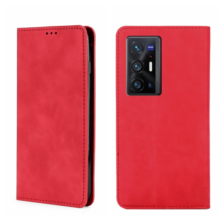 

For vivo X70 Pro+ Skin Feel Magnetic Horizontal Flip Leather Phone Case(Red)