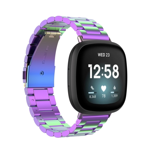 

For Fitbit Versa 4/Sense 2/Versa 3/Sense 3 Beads Stainless Steel Watch Band(Colorful)