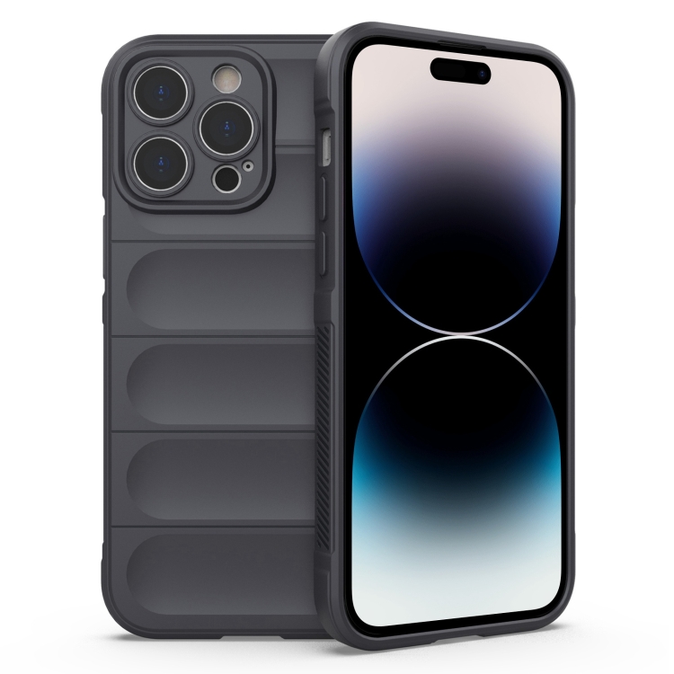 

For iPhone 14 Pro Max Magic Shield TPU + Flannel Phone Case (Dark Grey)