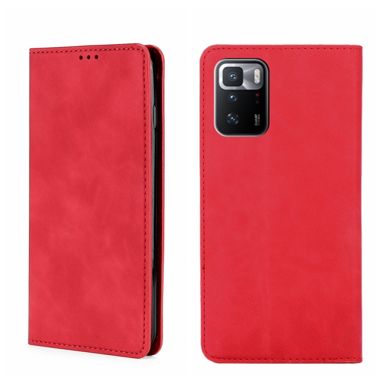

For Xiaomi Redmi Note 10 Pro China Skin Feel Magnetic Flip Leather Phone Case(Red)