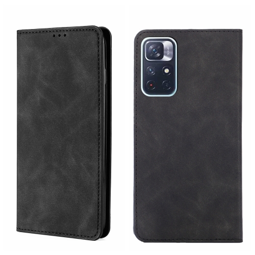 

For Xiaomi Redmi Note 11 5G/Xiaomi Poco M4 Pro 5G Skin Feel Magnetic Flip Leather Phone Case(Black)