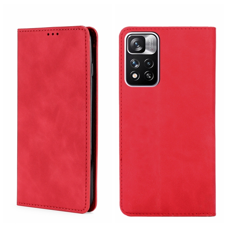 

For Xiaomi Redmi Note 11 Pro/Note11 Pro+ 5G Skin Feel Magnetic Flip Leather Phone Case(Red)