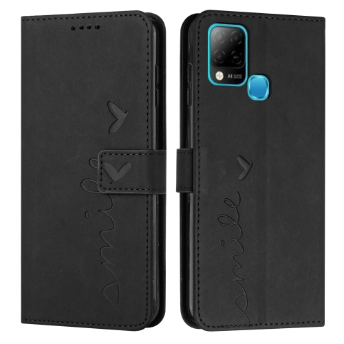 

For Infinix Hot 10s Skin Feel Heart Pattern Leather Phone Case(Black)