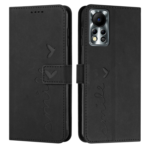 

For Infinix Hot 11s NFC Skin Feel Heart Pattern Leather Phone Case(Black)