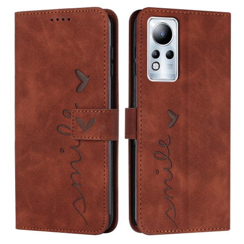 

For Infinix Note 11 Skin Feel Heart Pattern Leather Phone Case(Brown)