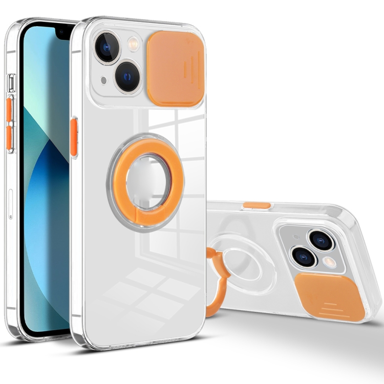 

Sliding Camera Cover Design TPU Phone Case For iPhone 13 mini(Orange)