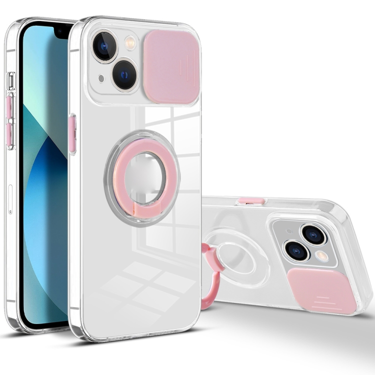 

Sliding Camera Cover Design TPU Phone Case For iPhone 13(Pink)