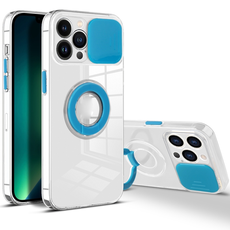 

Sliding Camera Cover Design TPU Phone Case For iPhone 13 Pro Max(Sky Blue)