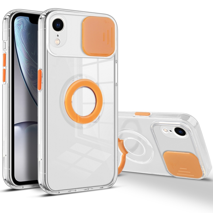 

Sliding Camera Cover Design TPU Phone Case For iPhone XR(Orange)