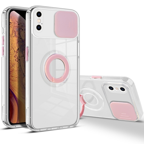 

For iPhone X / XS Sliding Camera Cover Design TPU Phone Case(Pink)