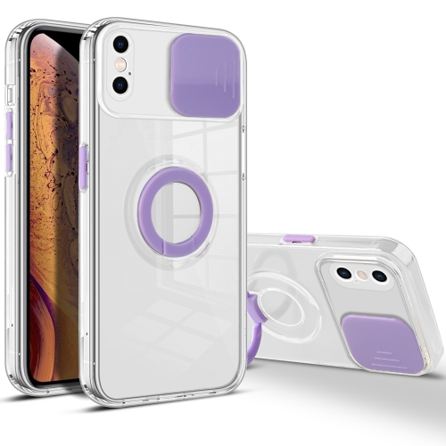 

Sliding Camera Cover Design TPU Phone Case For iPhone XS Max(Purple)