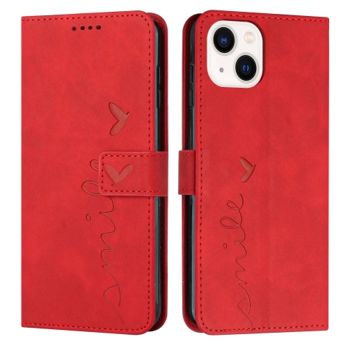 

Skin Feel Heart Pattern Leather Phone Case For iPhone 13(Red)