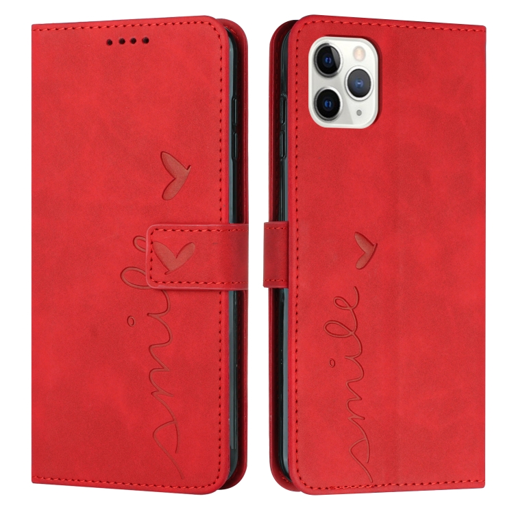 

Skin Feel Heart Pattern Leather Phone Case For iPhone 13 Pro(Red)
