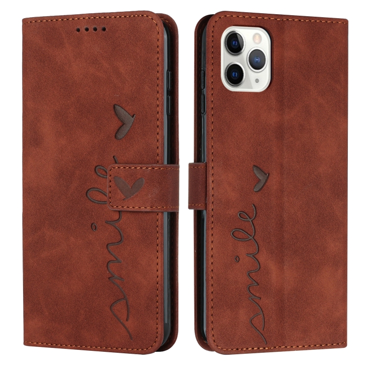 

Skin Feel Heart Pattern Leather Phone Case For iPhone 12 / 12 Pro(Brown)