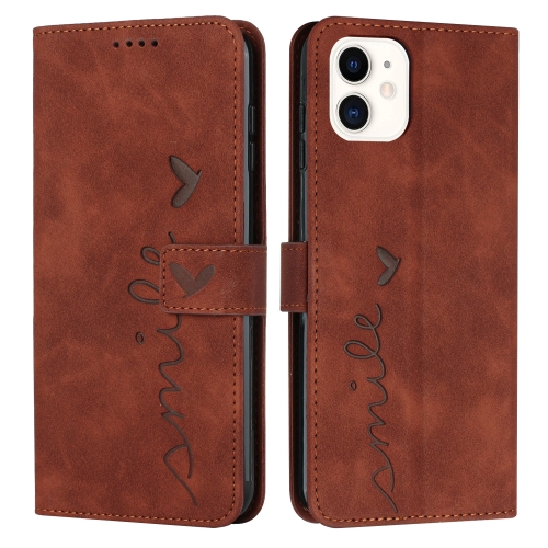 

Skin Feel Heart Pattern Leather Phone Case For iPhone 11(Brown)