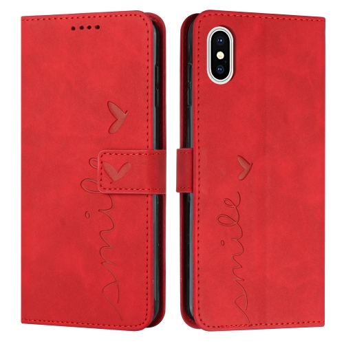 

Skin Feel Heart Pattern Leather Phone Case For iPhone XS Max(Red)