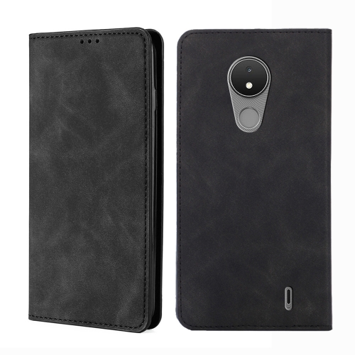 

For Nokia C21 Skin Feel Magnetic Horizontal Flip Leather Phone Case(Black)