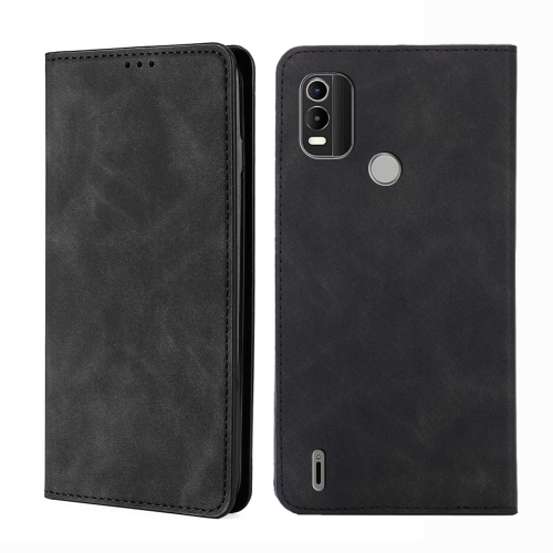 

For Nokia C21 Plus Skin Feel Magnetic Horizontal Flip Leather Phone Case(Black)