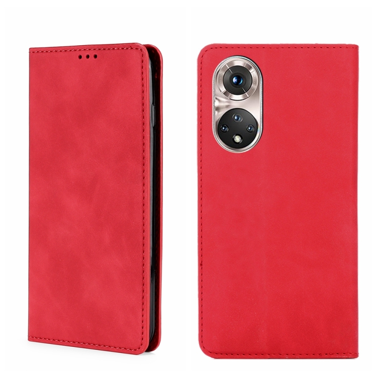 

For Honor 50 Pro Skin Feel Magnetic Horizontal Flip Leather Phone Case(Red)