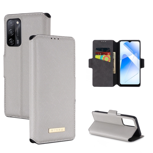 

For OPPO A55 5G MUXMA MX115 Cross Texture Oil Edge Flip Leather Phone Case(White)