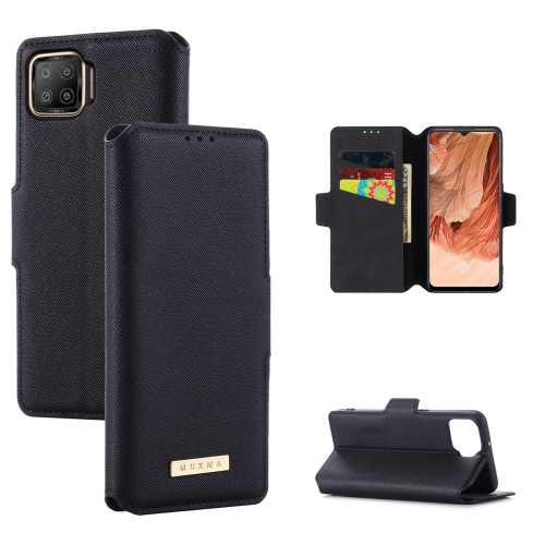 For OPPO F17 / A73 2020 MUXMA MX115 Cross Texture Oil Edge Flip Leather Phone Case(Black)