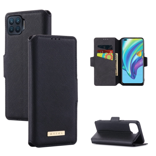 

For OPPO F17 Pro MUXMA MX115 Cross Texture Oil Edge Flip Leather Phone Case(Black)