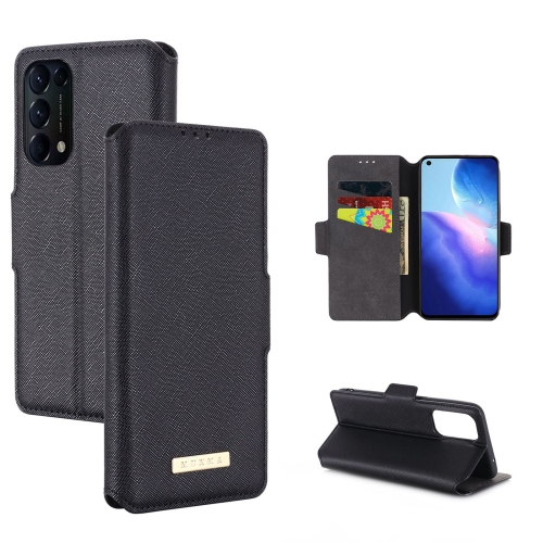 

For OPPO Reno5 4G MUXMA MX115 Cross Texture Oil Edge Flip Leather Phone Case(Black)