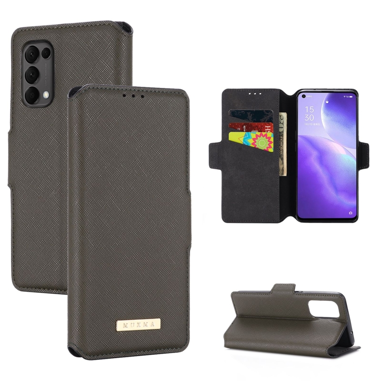 

For OPPO Reno5 5G MUXMA MX115 Cross Texture Oil Edge Flip Leather Phone Case(Grey)