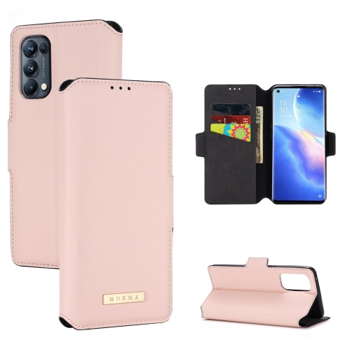 

For OPPO Reno5 Pro 5G MUXMA MX115 Cross Texture Oil Edge Flip Leather Phone Case(Pink)