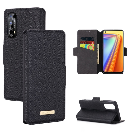 

For OPPO Realme 7 Asian Version MUXMA MX115 Cross Texture Oil Edge Flip Leather Phone Case(Black)