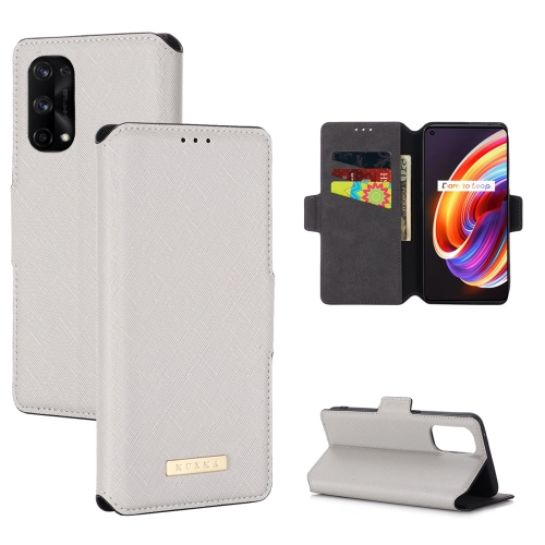

For OPPO Realme X7 Pro MUXMA MX115 Cross Texture Oil Edge Flip Leather Phone Case(White)