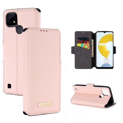 

For OPPO Realme C21 MUXMA MX115 Cross Texture Oil Edge Flip Leather Phone Case(Pink)