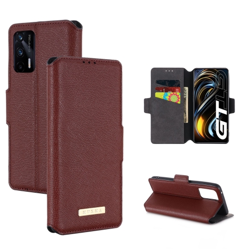 

For OPPO Realme GT 5G MUXMA MX115 Cross Texture Oil Edge Flip Leather Phone Case(Red)