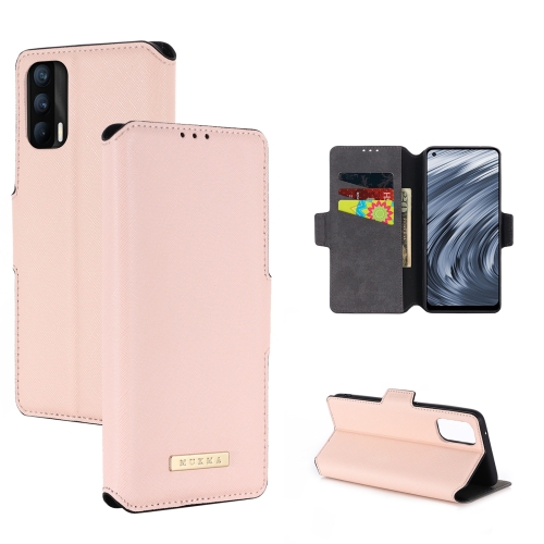 

For OPPO Realme X7 Indian Version / V15 MUXMA MX115 Cross Texture Oil Edge Flip Leather Phone Case(Pink)