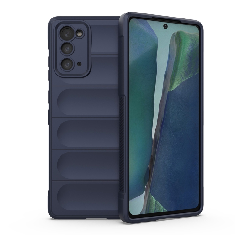 

For Samsung Galaxy Note20 Magic Shield TPU + Flannel Phone Case(Dark Blue)
