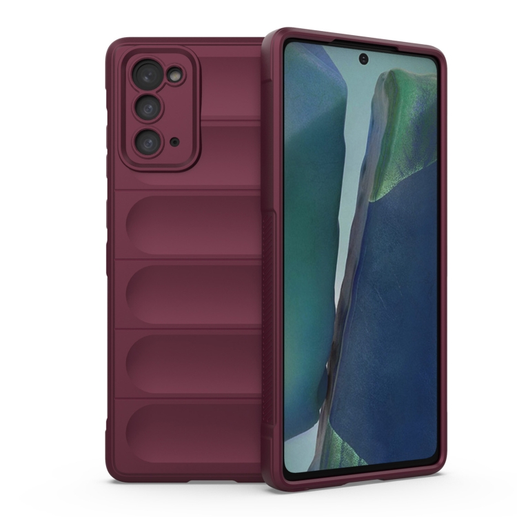 

For Samsung Galaxy Note20 Magic Shield TPU + Flannel Phone Case(Wine Red)
