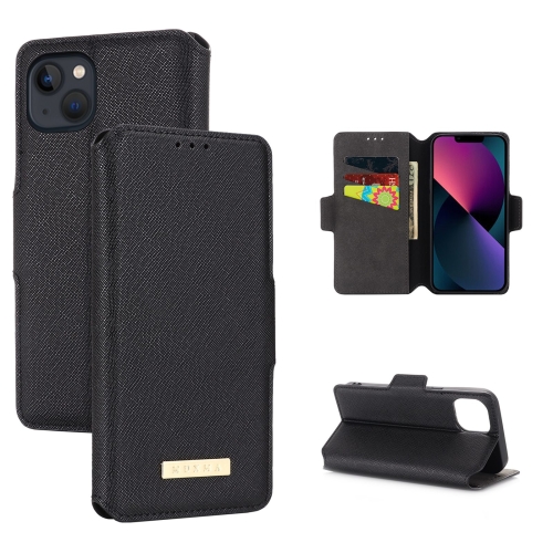 

MUXMA MX115 Cross Texture Oil Edge Flip Leather Phone Case For iPhone 13(Black)
