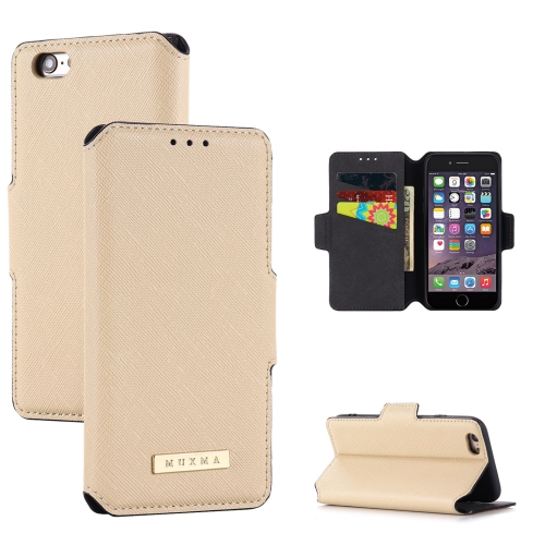 

MUXMA MX115 Cross Texture Oil Edge Flip Leather Phone Case For iPhone 6s / 6(Gold)