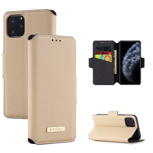 

MUXMA MX115 Cross Texture Oil Edge Flip Leather Phone Case For iPhone 11 Pro(Gold)