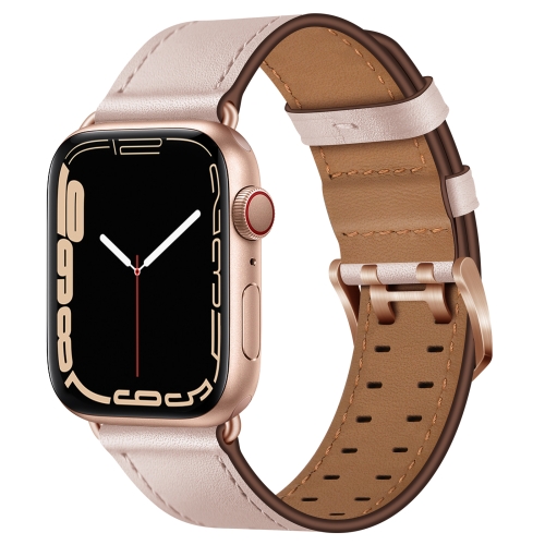 

Double Buckles Leather Watch Band For Apple Watch Series 9&8&7 41mm / SE 3&SE 2&6&SE&5&4 40mm / 3&2&1 38mm(Pink Sand)