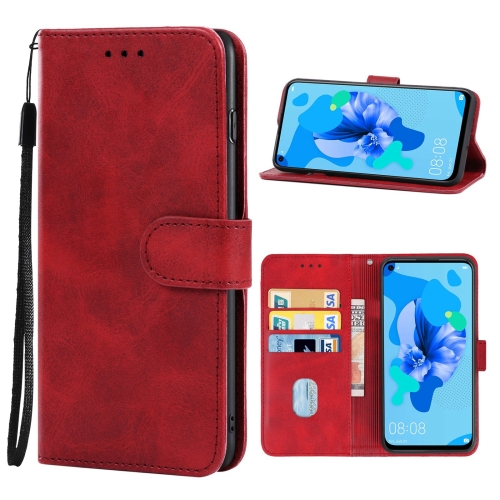 

For Huawei nova 5i Leather Phone Case(Red)