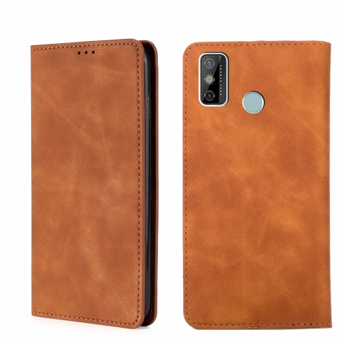 

For Tecno Spark 6 Go Skin Feel Magnetic Horizontal Flip Leather Phone Case(Light Brown)