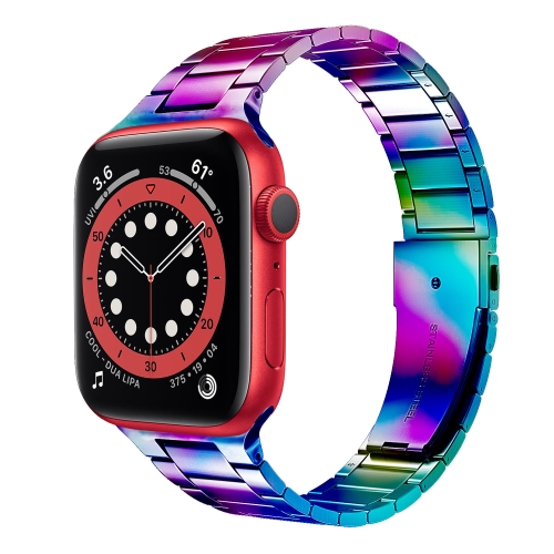 

Small Waist Stainless Steel Watch Band For Apple Watch Series 9&8&7 41mm / SE 3&SE 2&6&SE&5&4 40mm / 3&2&1 38mm(Colorful)