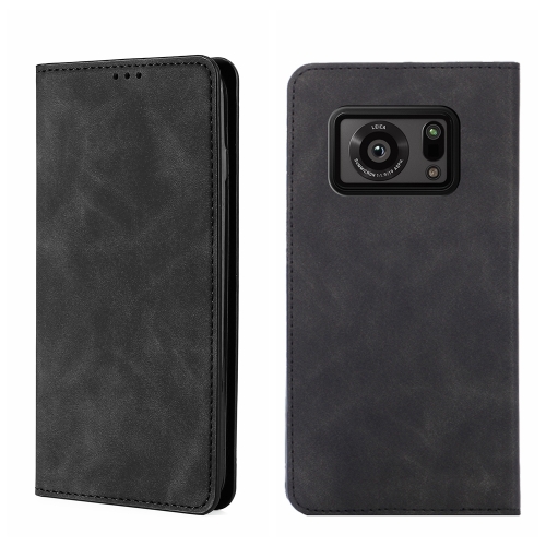 

For Sharp Aquos R6 Skin Feel Magnetic Horizontal Flip Leather Phone Case(Black)