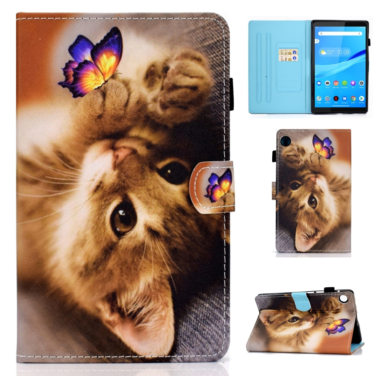 

For Lenovo Tab M10 3rd Gen Colored Drawing Stitching Smart Leather Tablet Case(Butterfly Cat)